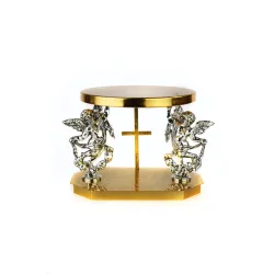 Base/Trono Dourada com Anjos em Prateado Base/Trono Dourada com Anjos em Prateado