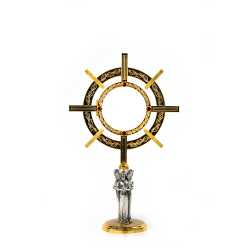 Custódia/Ostensório Dourado com Figuras Prateadas