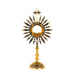 Custódia/Ostensório Dourada com Anjo Prateado