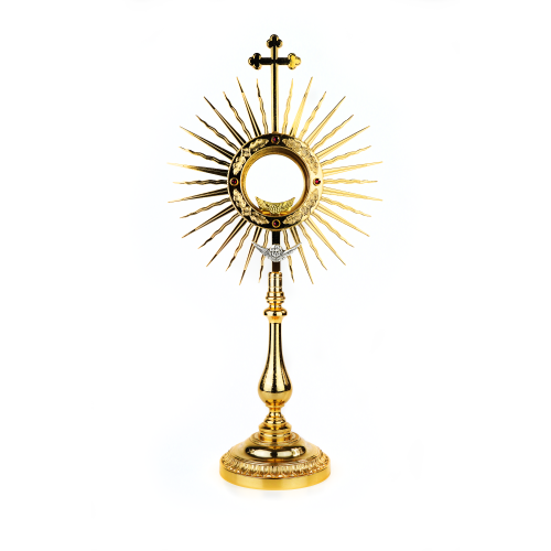Custódia/Ostensório Dourada com Raios e Anjo Prateado Custódia/Ostensório Dourada com Raios e Anjo Prateado