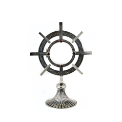 Custódia/Ostensório Prateada com Cristais Vermelhos