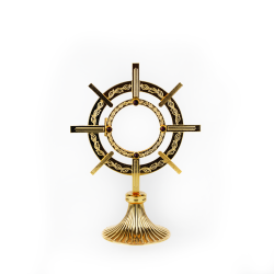 Custódia/Ostensório Dourada com Cristais Vermelhos