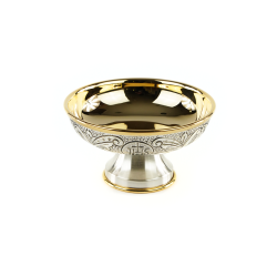 Patena de Comunhão Prateada e Dourada JHS (Grande)