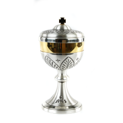 Píxide Pequena Prateada e Dourada com JHS