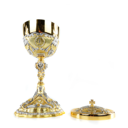 Píxide Dourada com Pormenores Prateados muito Trabalhada