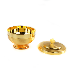 Píxide Prateada com Pormenores Dourados