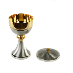 Píxide Prateada com Pormenores Dourados