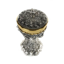 Píxide Prateada e Dourada muito Trabalhada