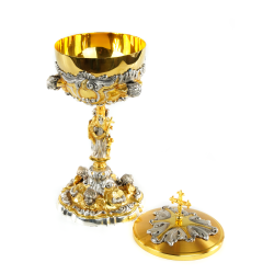 Píxide Dourada com Pormenores Prateados muito Trabalhada