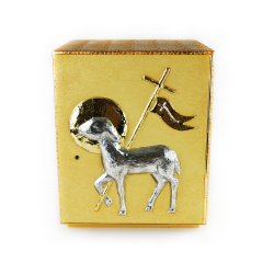 Sacrário Dourado com Cordeiro Pascal Prateado